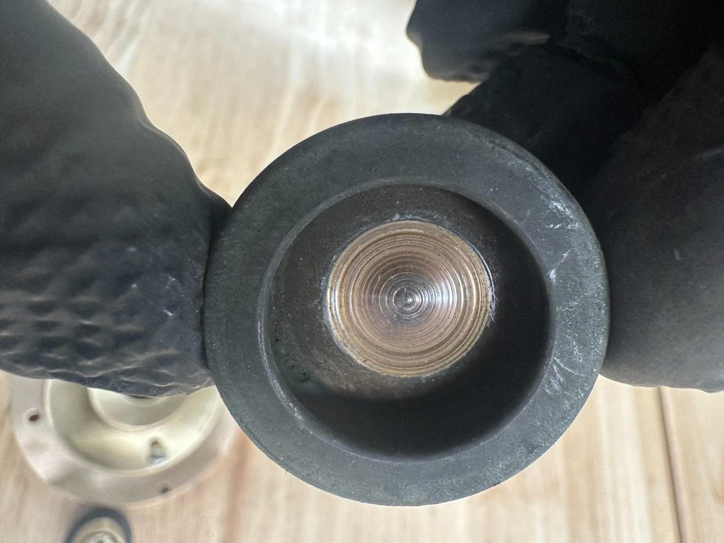 SGS rotor showing a clean, clearly defined carbon-brush contact area after 25 years in service