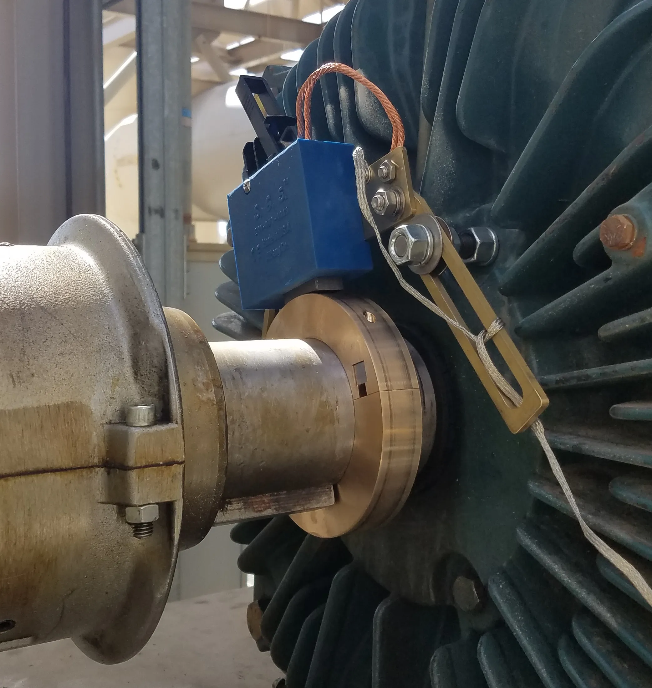 SGS shaft grounding ring installed on a large industrial motor